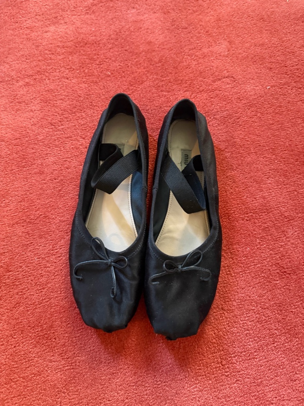Miu Miu Black Ballet-Style Flats with Elastic Strap